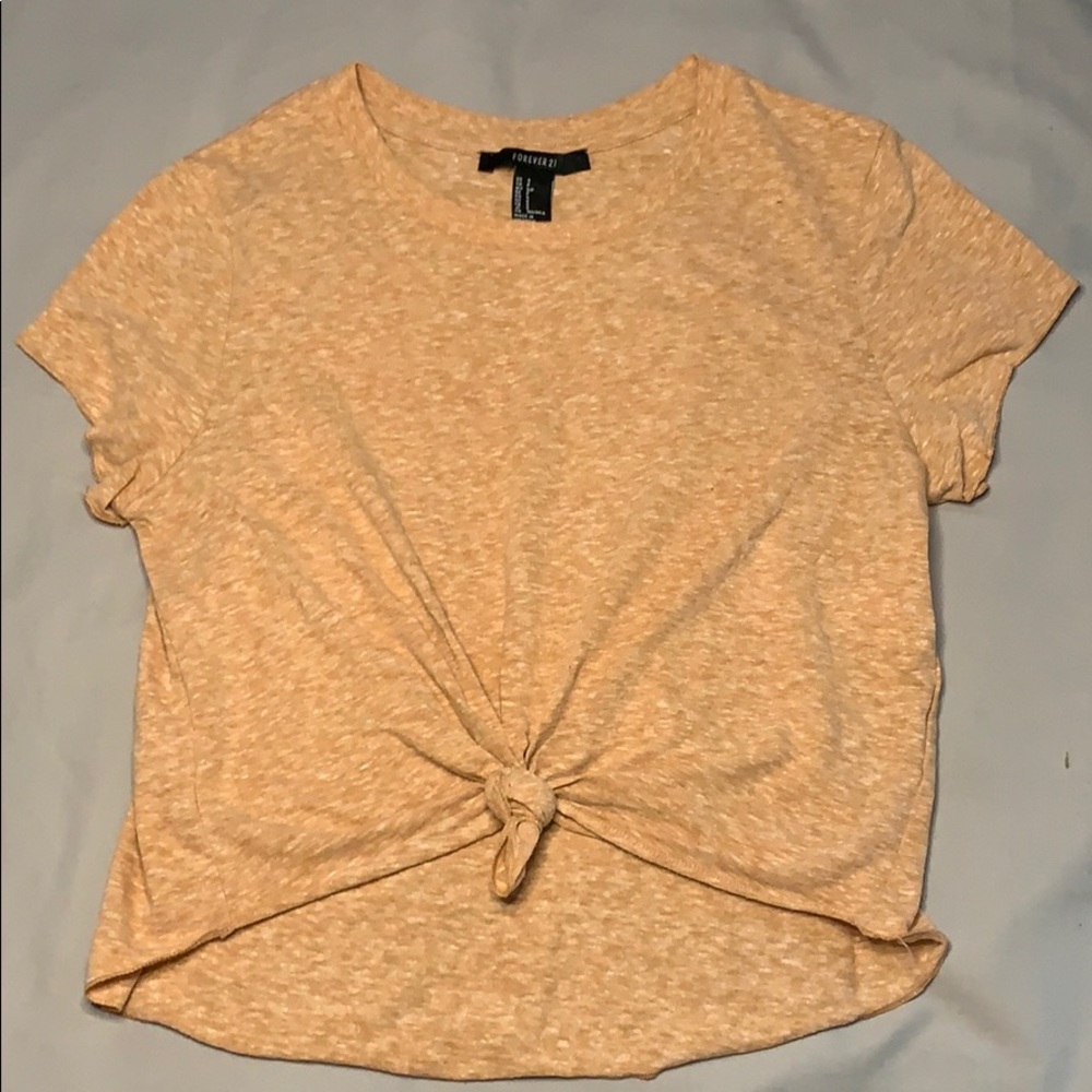 Forever 21 Orange Knotted Crop Top